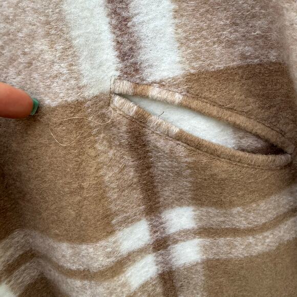 Rachel Zoe Brown Cream Plaid Print Peacoat Single Button Wool Blend 3X NWT - Picture 3 of 9